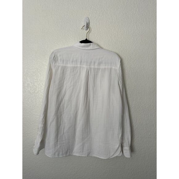 J. Crew Cotton Gauze Button Down White Long Sleeve Top Blouse Size Medium - Picture 4 of 7